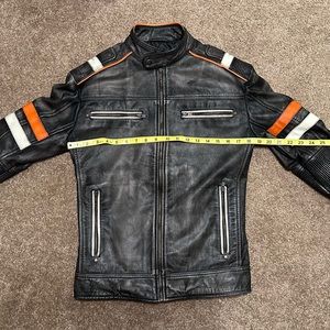 Real Leather cafe racer moto biker jacket heavy